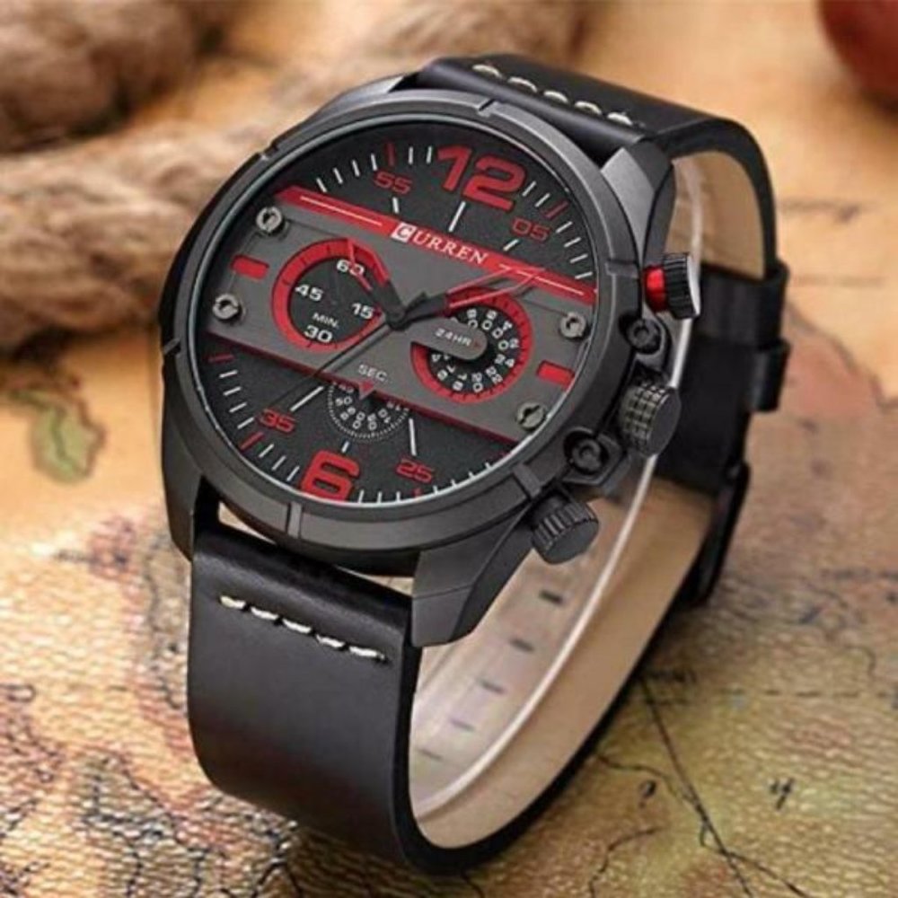 Curren Luxury Mens watch M:8259 Blk strap blk blk face